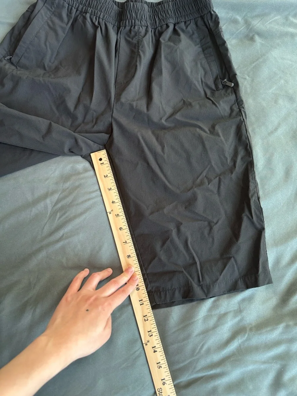 Black long nylon tech shorts, size M/L